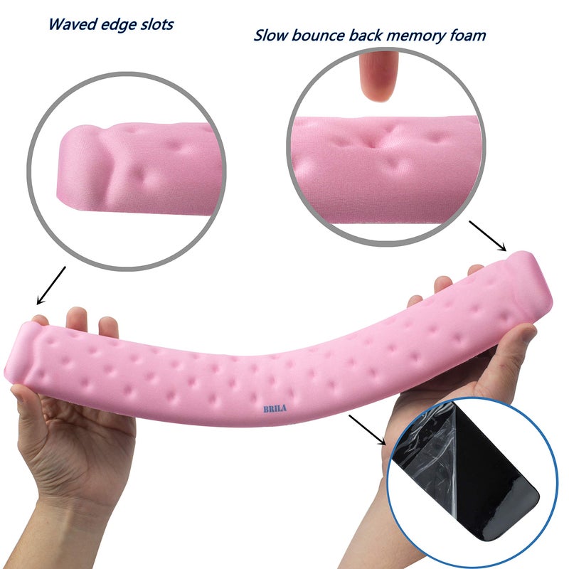 BRILA Memory Foam Mouse & Keyboard Wrist Rest Support Pad Cushion Set for Computer, Laptop, Office Work, PC Gaming - Massage Holes Design - Easy Typing Wrist Pain Relief (Pink Bundle) - Image 3